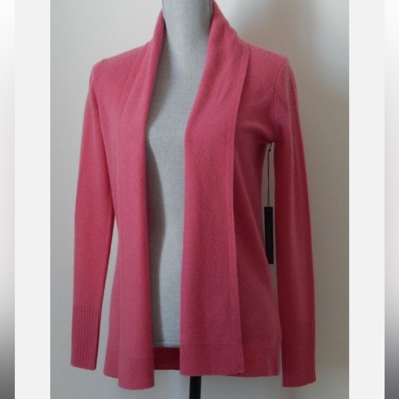 TAHARI CASHMERE sweater cardigan pink barbie - Picture 2 of 5